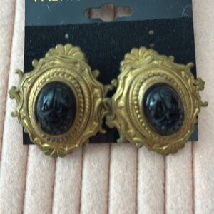 Vintage Gold and Black Statement Earrings